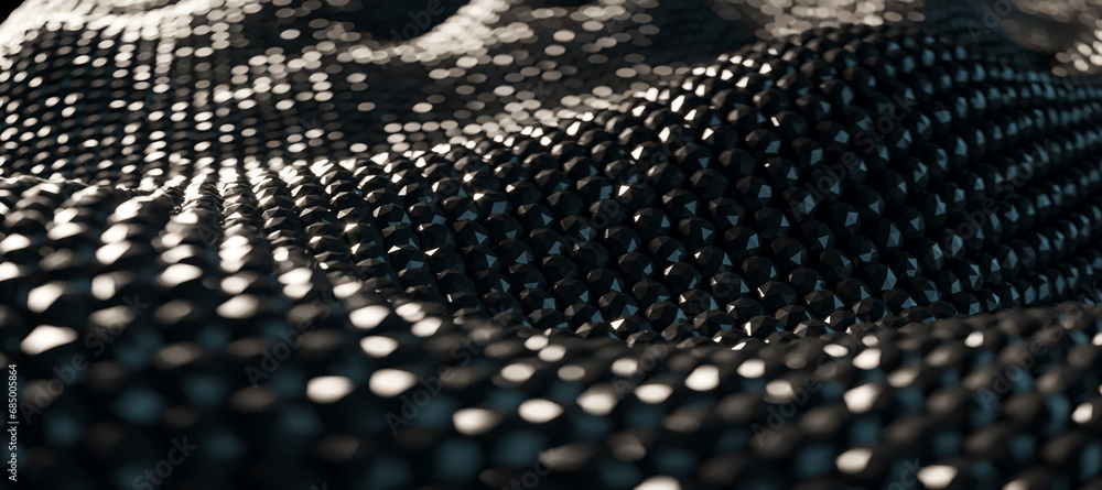 Poster Dark abstract wave pattern with subtle light reflections, embodying modern elegance and design. 3D Rendering