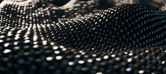 Dark abstract wave pattern with subtle light reflections, embodying modern elegance and design. 3D Rendering