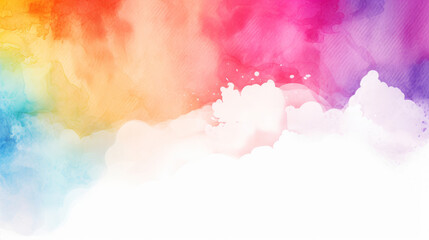 Gay pride rainbow watercolor background with white