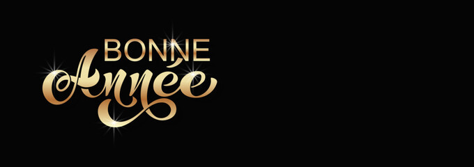 Bonee Annee and Joyeux noel. Merry Christmas card template with greetings in French.