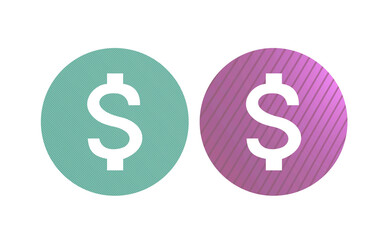 dollar icon symbol pink and green