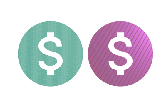 dollar icon symbol pink and green