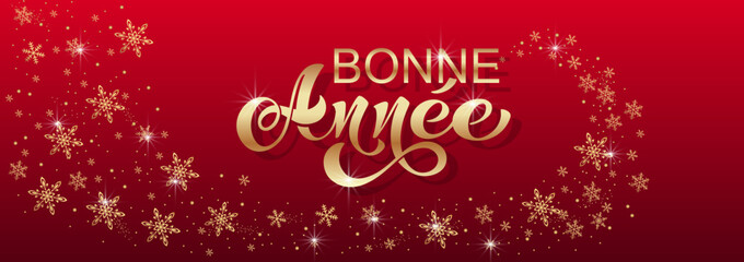 Obraz na płótnie Canvas Bonee Annee and Joyeux noel. Merry Christmas card template with greetings in French.