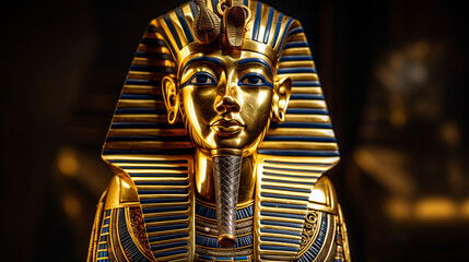 Golden mask of the ancient Egyptian god or pharaoh