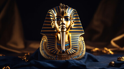 Golden mask of the ancient Egyptian god or pharaoh - Powered by Adobe
