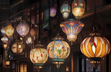 Fototapeta premium オリエンタルな美しいランプの数々収集
