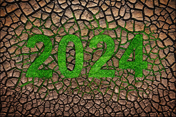 Cracked Earth Pattern Texture, 2024 Happy new year background