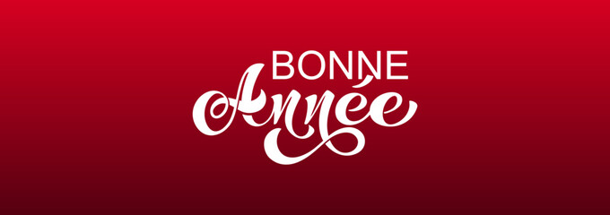 Bonee Annee and Joyeux noel. Merry Christmas card template with greetings in French.