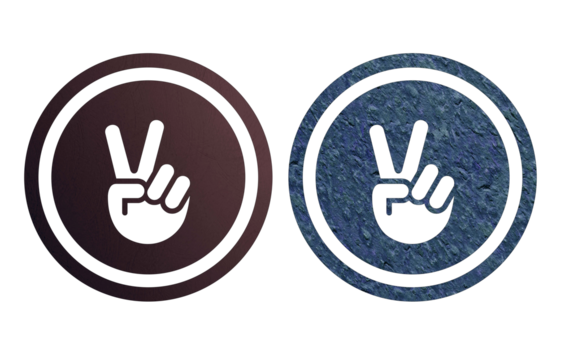 peace pose icon symbol blue and brown - Powered by Adobe