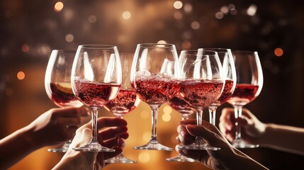 red splash wine drink wine glass toast illustration restaurant ry, design bar, party holiday red splash wine drink wine glass toast - obrazy, fototapety, plakaty