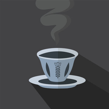 Ethiopian Coffee cup art icon. Flat icon with long shadow. Vector illustration.