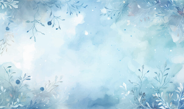 abstract watercolor blue winter background