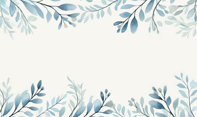 watercolor background with blue leaves