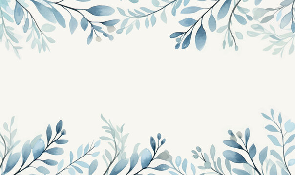 watercolor background with blue leaves © Irina