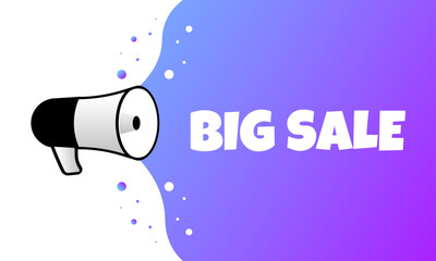 Big sale sign. Flat, purple, text from loudspeaker, big sale sign. Vector illustration