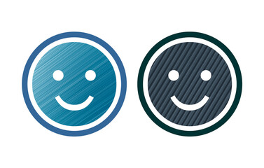 Obraz premium Smile icon symbol gray and blue with texture