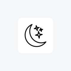 Crescent Moon ,Waxing crescent, Lunar phase, Line Icon, Outline icon, vector icon, pixel perfect icon