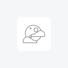 Full Moon,Moonlit night, Full moon phase,  thin line icon, grey outline icon, pixel perfect icon