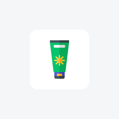 Sunscreen ,UV protection, Skincare essential, Sunblock lotion, flat color icon, pixel perfect icon