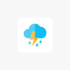 Stormy Weather,Turbulent weather, Severe storms, flat color icon, pixel perfect icon