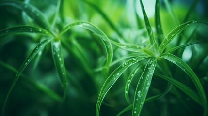 A close-up of a Spider Plant's delicate baby shoots in high resolution 8K, showcasing their intricate details and vibrant green color