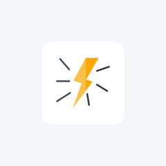 Thunder, Storm, Power,  flat color icon, pixel perfect icon