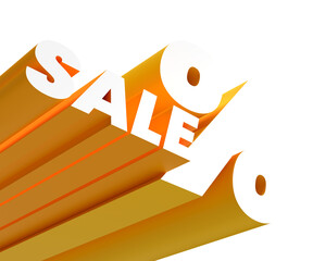 Promotion sign. Sale pecentage discount. Perpective 3d typography. Marketing graphic label. Copy space. Transpareny background.