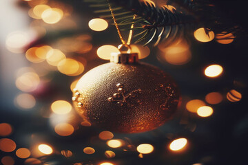 christmas tree decor ball with bokeh lights