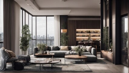 Apartment Condominium Interior Design Living Room Generative AI