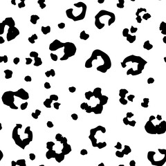 Leo Seamless Jaguar Fun. Leopard Seamless Pattern Camouflage. Snow Animal Dirt. Black Leopard Dirty Ink. White Vector Print. Leo Animal Color. Leopard Monochrome Leather. White Cheetah Jungle Spot.