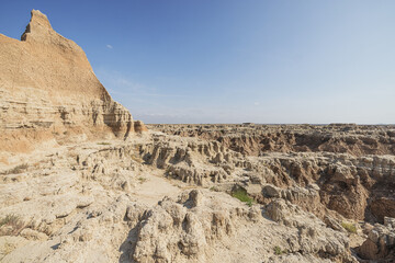 The rugged landscape around the Door Trail in the Badlands National Park