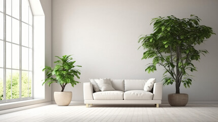 Green plant with sofa in living room