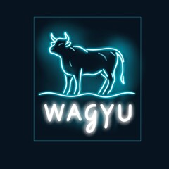 和牛のネオンサイン調イラスト