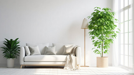 Green plant with sofa in living room