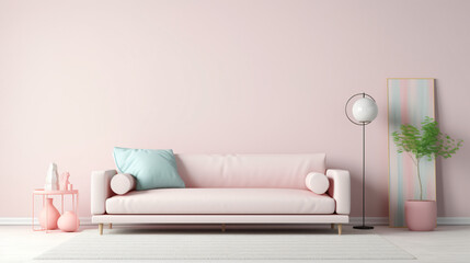 Fototapeta na wymiar Pastel sofa in living room