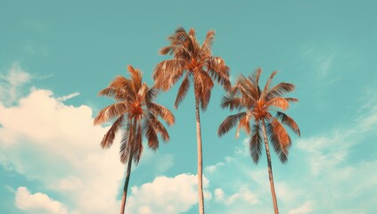 Tropical palm tree with sunlight - obrazy, fototapety, plakaty