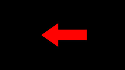 red arrow pointing to the left. 3d rendering. left direction sign. left arrows direction advancement silhouette style icon. direction pointer icon.