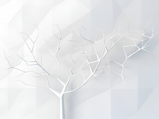 white tree on a white geometric background. Abstract composition