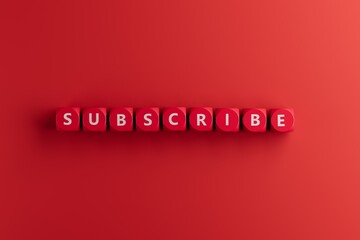 subscribe concept . dices forms the word subscribe 