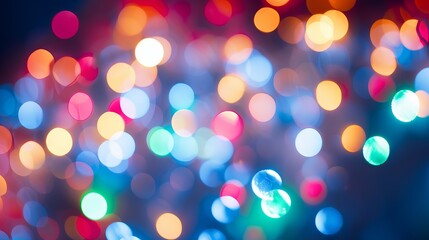Fototapeta premium Colorful and festive Christmas lights with bokeh effect in red, green and blue hues