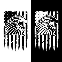 Vector Illustration Eagle American Flag T-Shirt Design