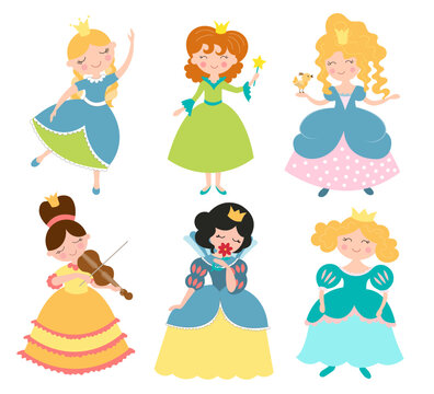 Charming playful princesses colorful