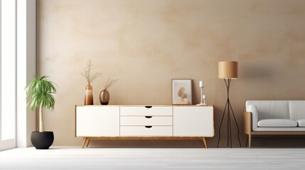 White sideboard in living room
