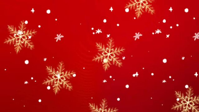 red and gold background with snowflakes