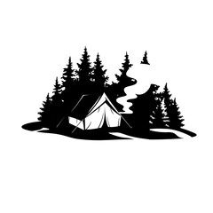 Tent for travelers and adventure travel icons vector.