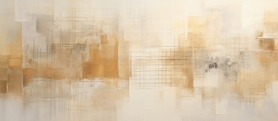 As the light diffused through the abstract artwork, the woven texture of the canvas showcased the delicate beauty of wheat fields, reminiscent of a champagne-colored sunset. The textile panel - obrazy, fototapety, plakaty
