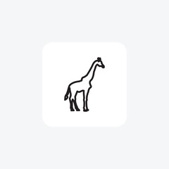 Giraffe, Wildlife, Tall Mammal,Line Icon, Outline icon, vector icon, pixel perfect icon