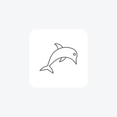 Dolphin, Marine Mammal, Aquatic Creature thin line icon, grey outline icon, pixel perfect icon