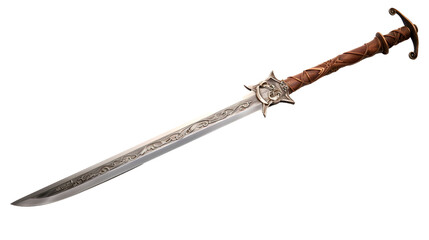 Authentic old pirate sword isolated on transparent background
