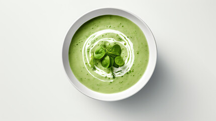 Green soup. Zucchini spinach cream soup - obrazy, fototapety, plakaty